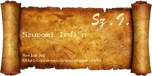 Szuromi Irén névjegykártya